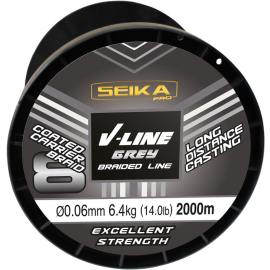 FTM Seika V-Line 8 Braid geflochtene Schnur Großspule 2000 m grau (0,10 mm / 9,5 kg)