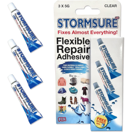 Stormsure flexibler Reparatur-Kleber (wasserfester Polyurethan-Klebstoff) 3x5g - Transparent